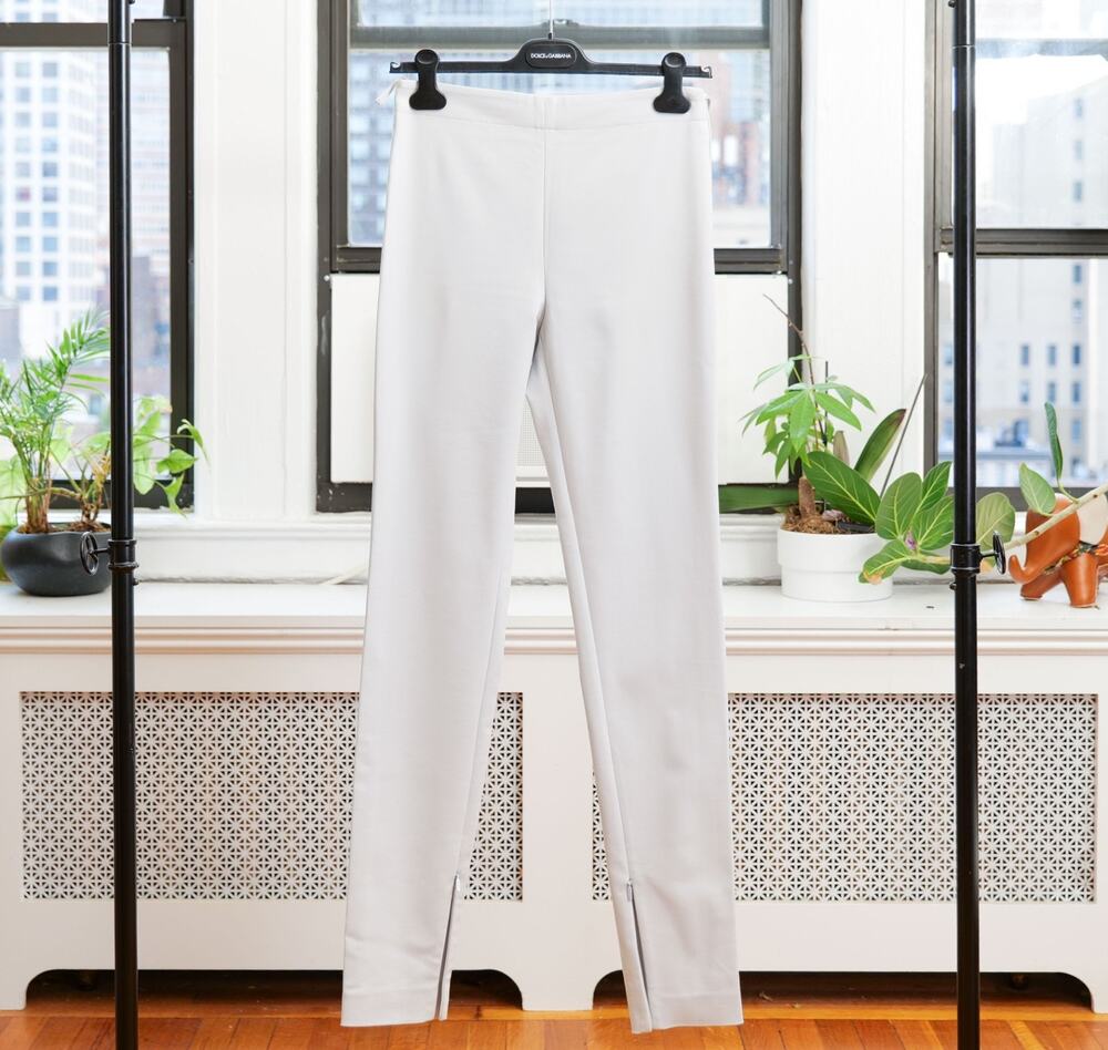 Gucci Ice Grey Techno Stretch Ankle Zip Back Buckle Pants Trousers (IT 42 / 6)